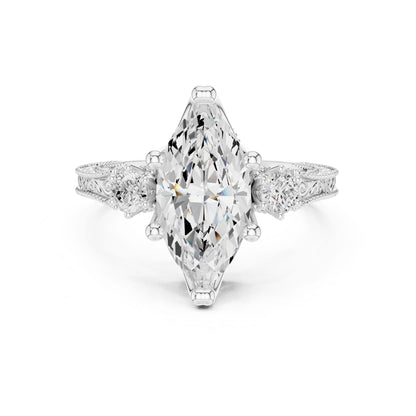 Marquise Lab Grown Diamond Three-Stone Engagement Ring
