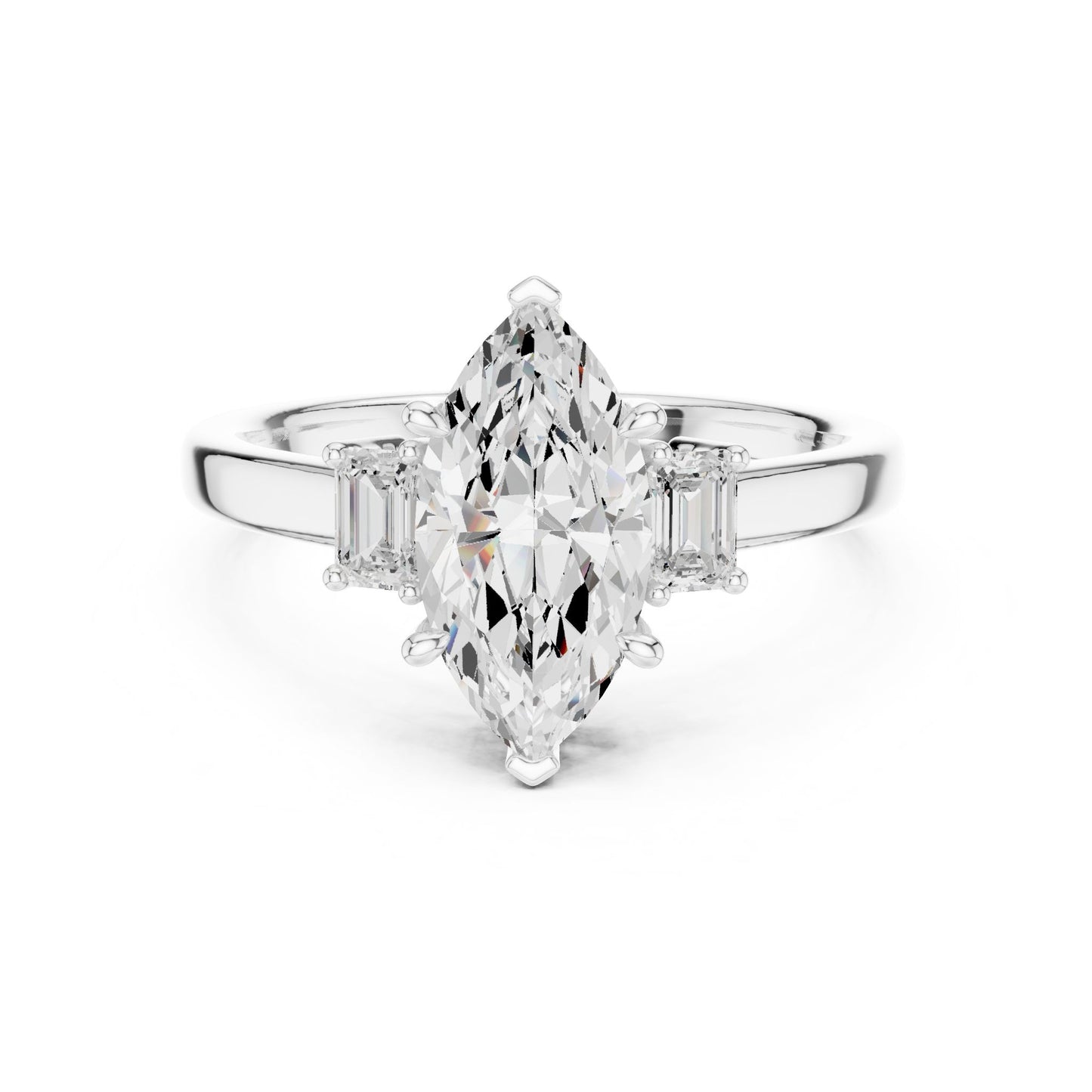 Marquise Lab Grown Diamond Three-Stone Engagement Ring