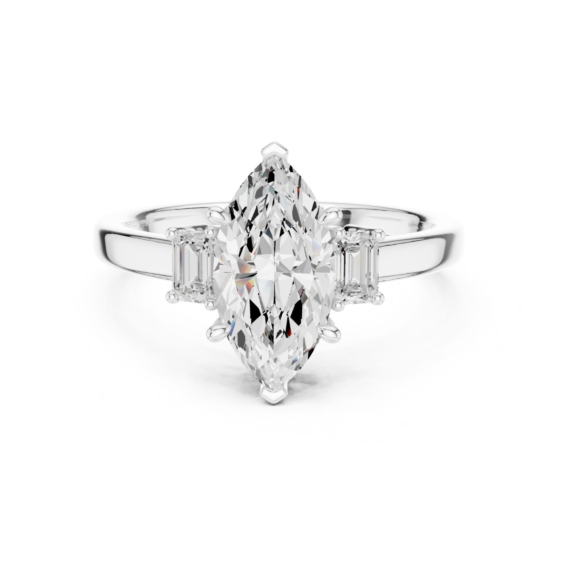 Marquise Lab Grown Diamond Three-Stone Engagement Ring