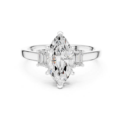 Marquise Lab Grown Diamond Three-Stone Engagement Ring
