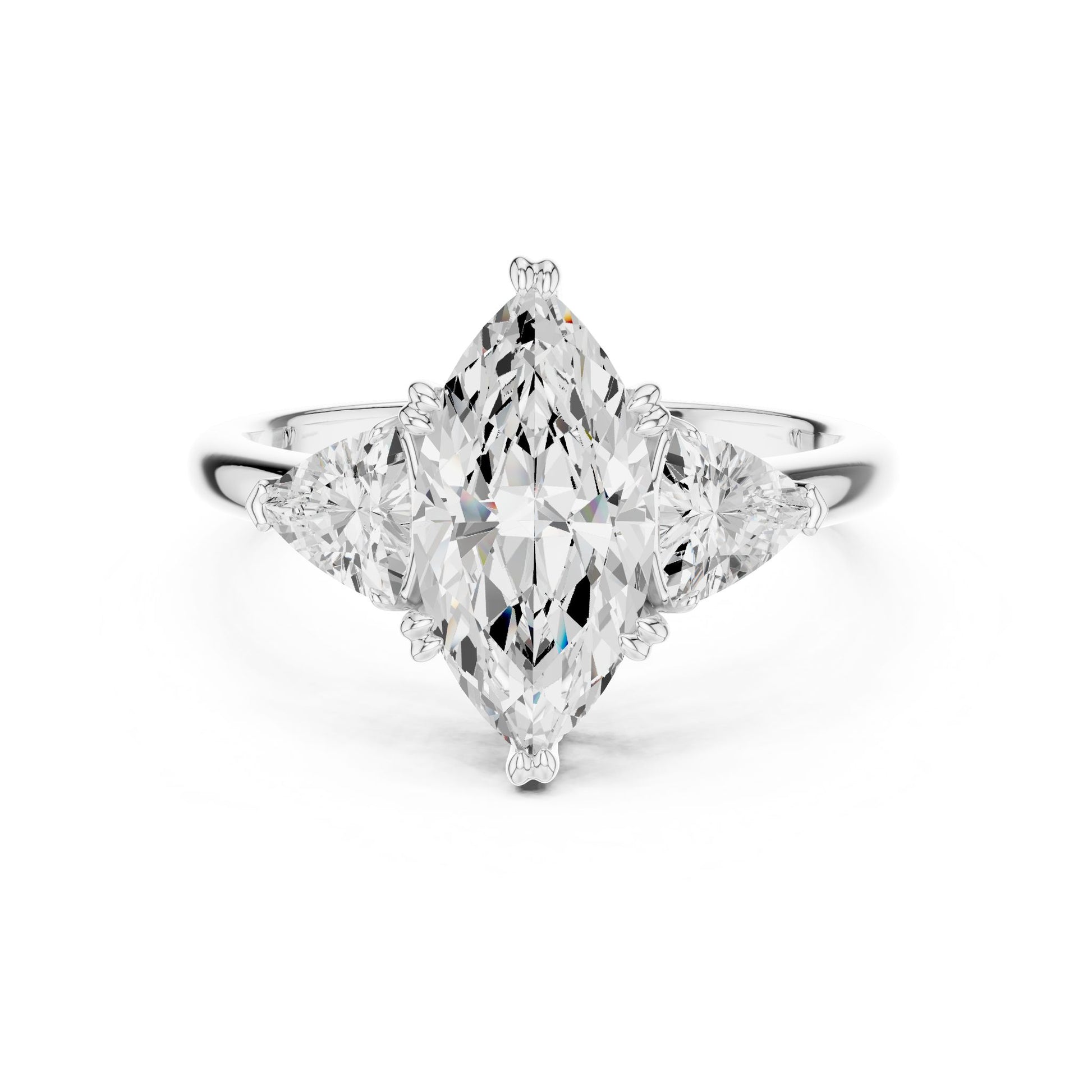 Marquise Lab Grown Diamond Three-Stone Engagement Ring