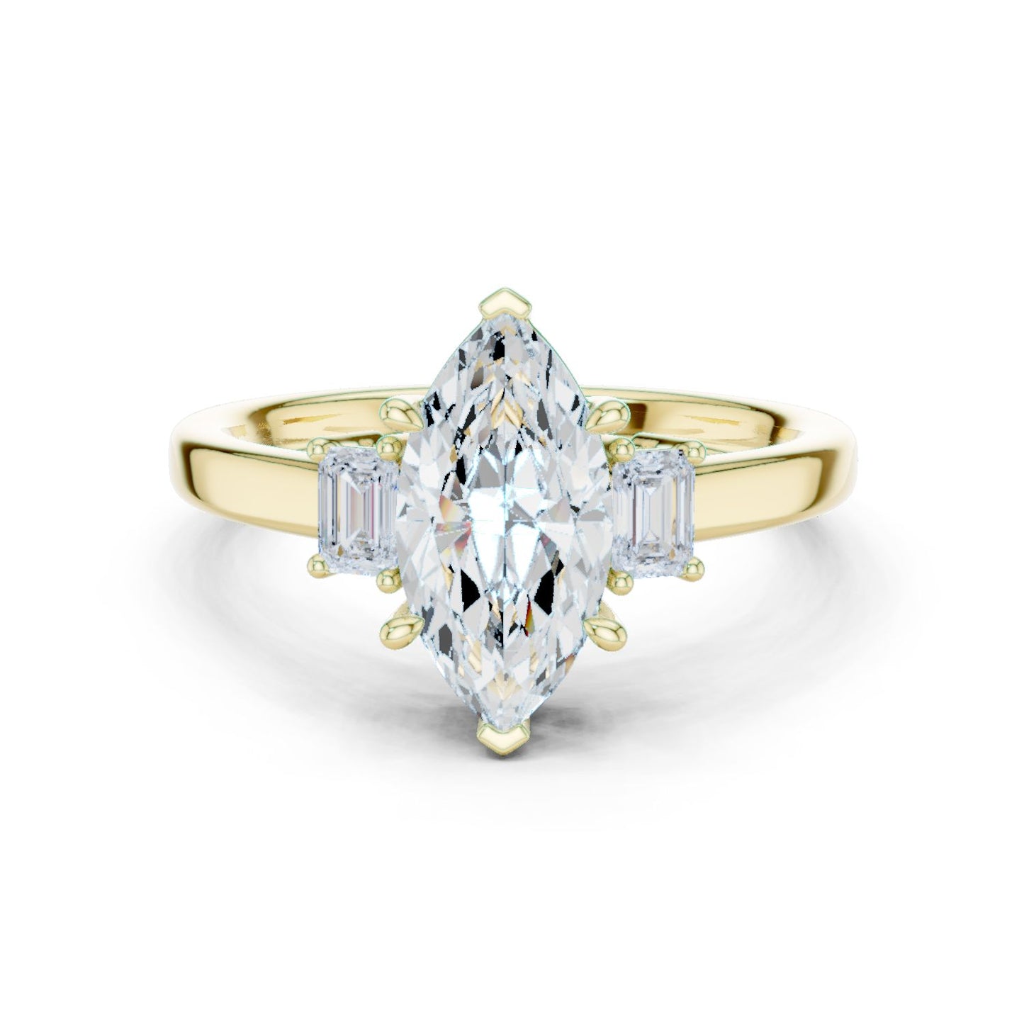 Marquise Lab Grown Diamond Three-Stone Engagement Ring