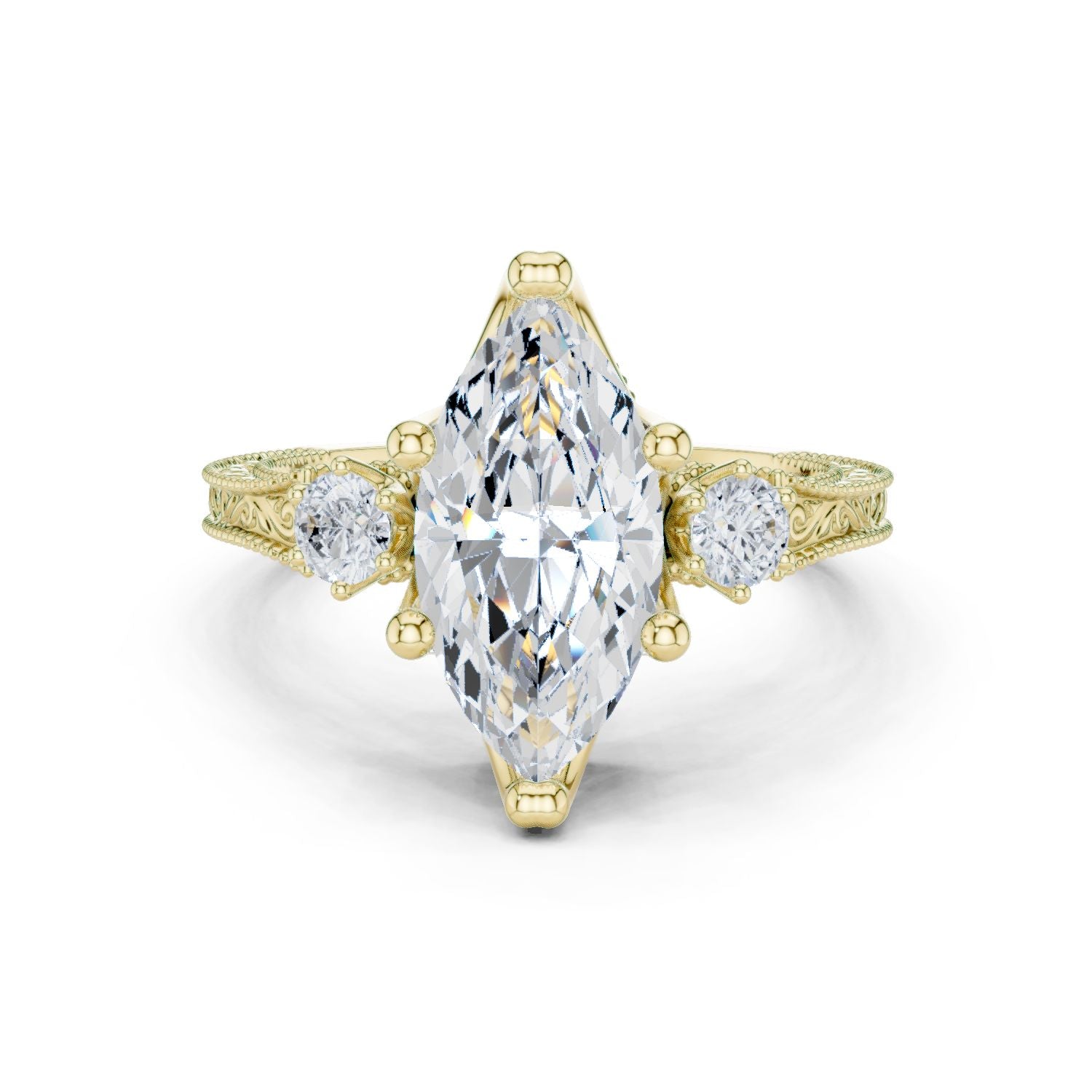 Marquise Lab Grown Diamond Three-Stone Engagement Ring