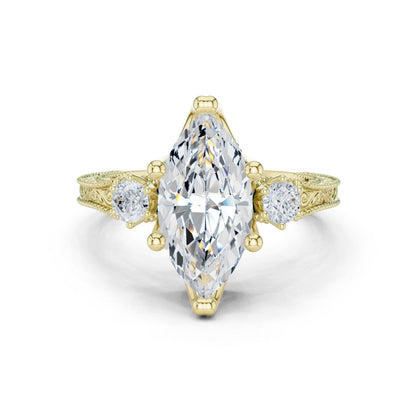 Marquise Lab Grown Diamond Three-Stone Engagement Ring