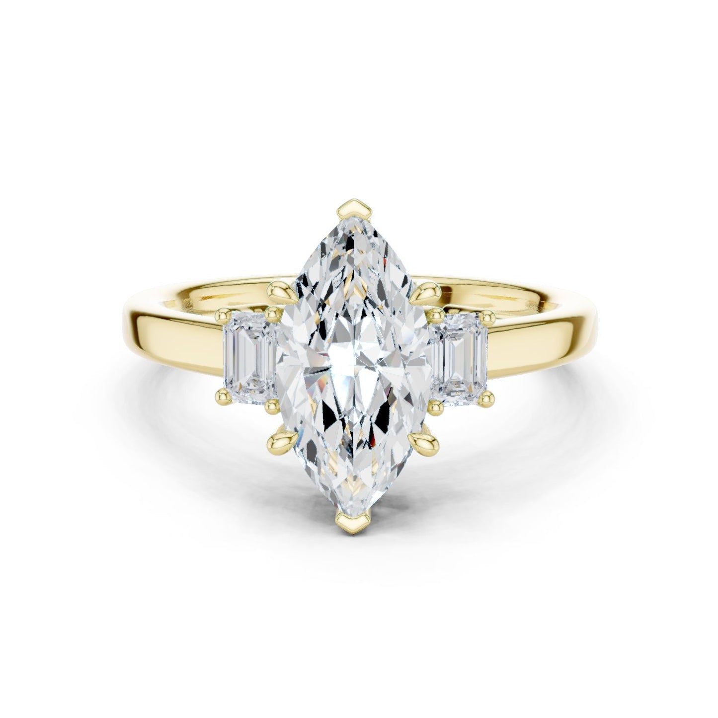 Marquise Lab Grown Diamond Three-Stone Engagement Ring