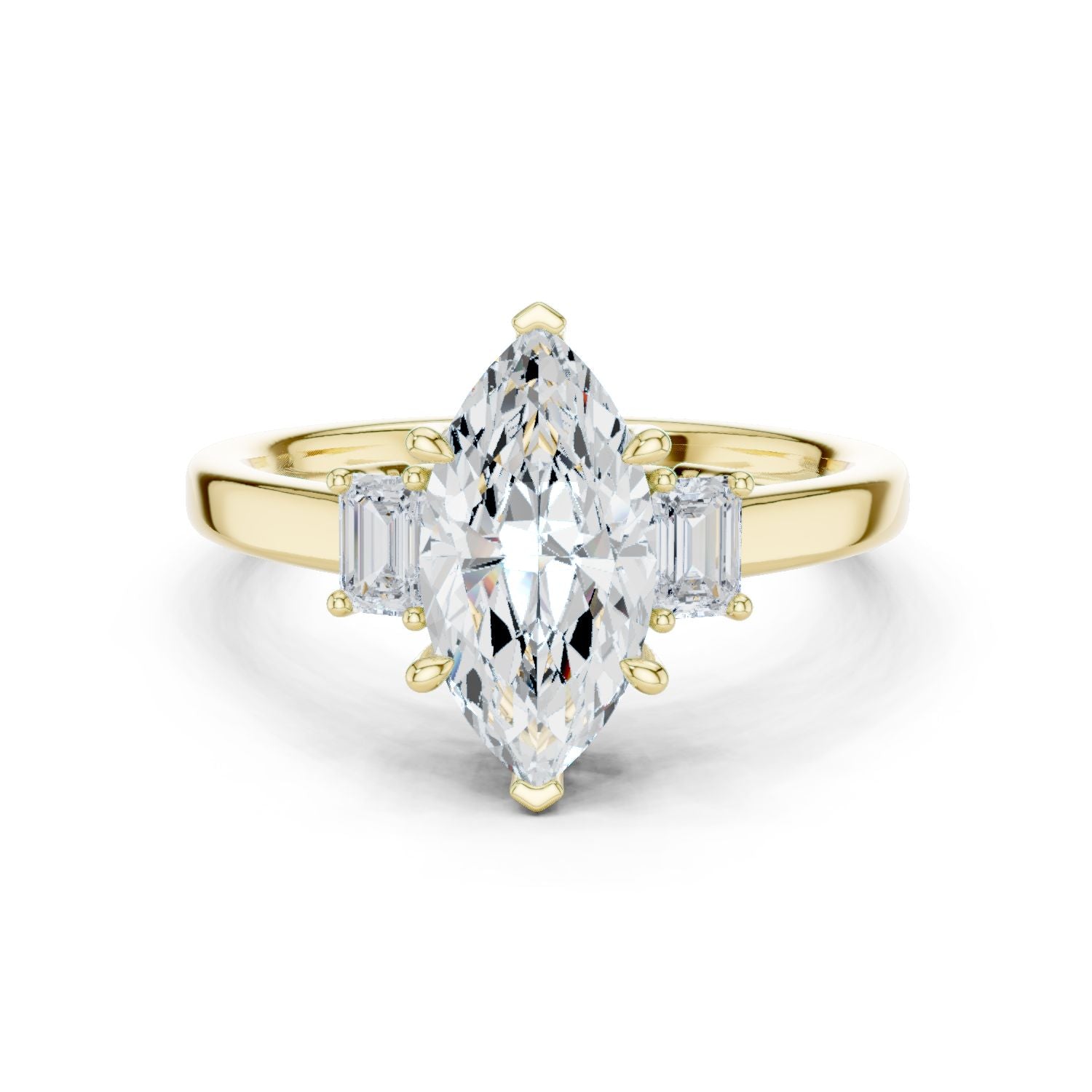 Marquise Lab Grown Diamond Three-Stone Engagement Ring