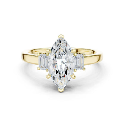 Marquise Lab Grown Diamond Three-Stone Engagement Ring