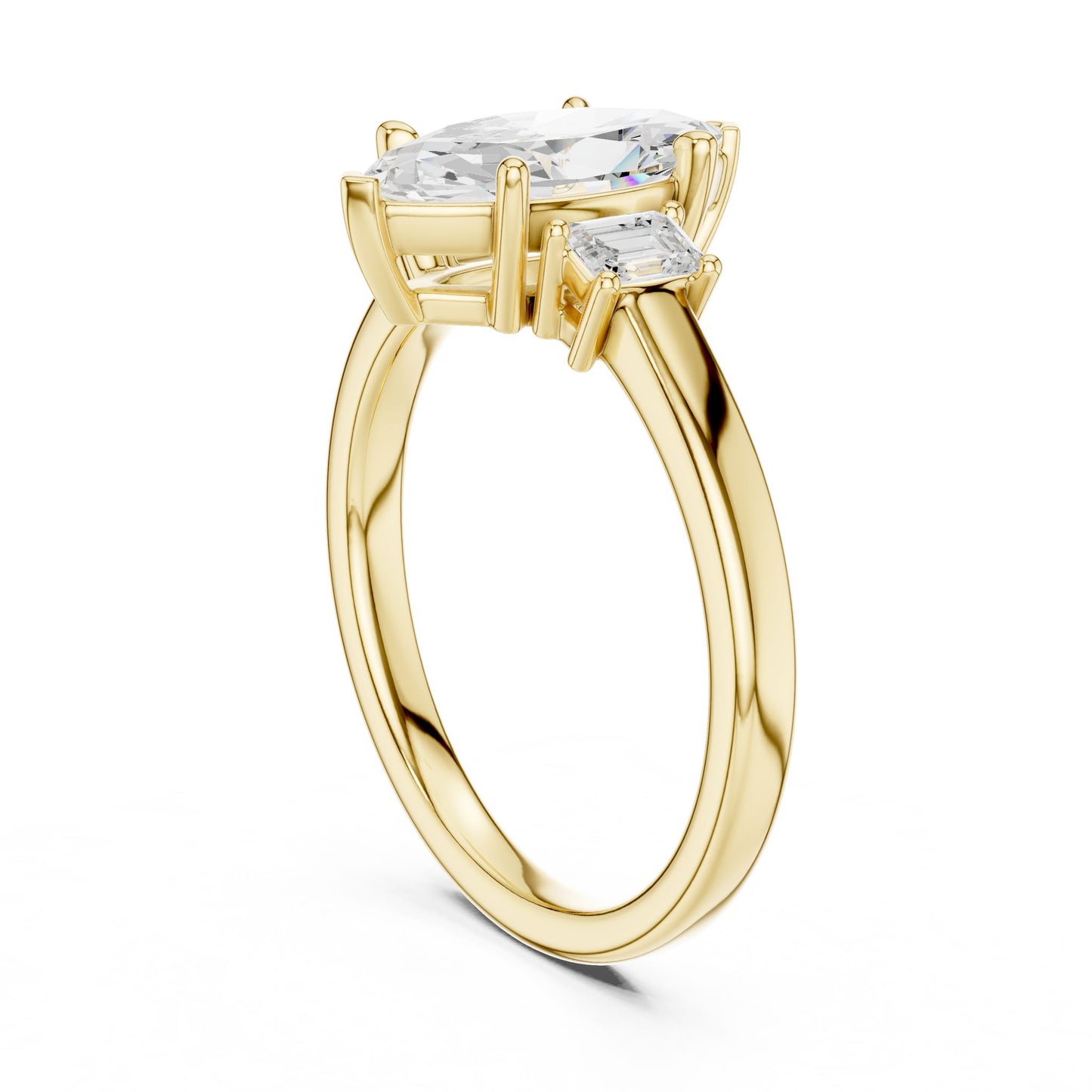 Marquise Lab Grown Diamond Three-Stone Engagement Ring