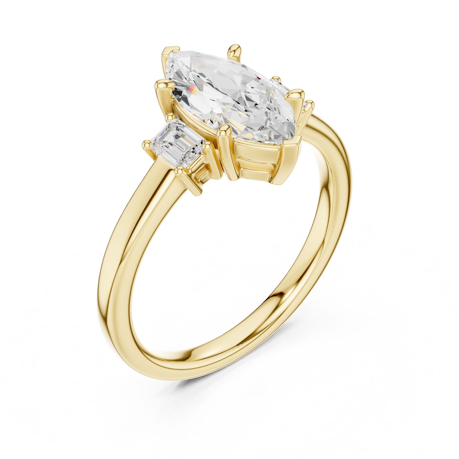 Marquise Lab Grown Diamond Three-Stone Engagement Ring