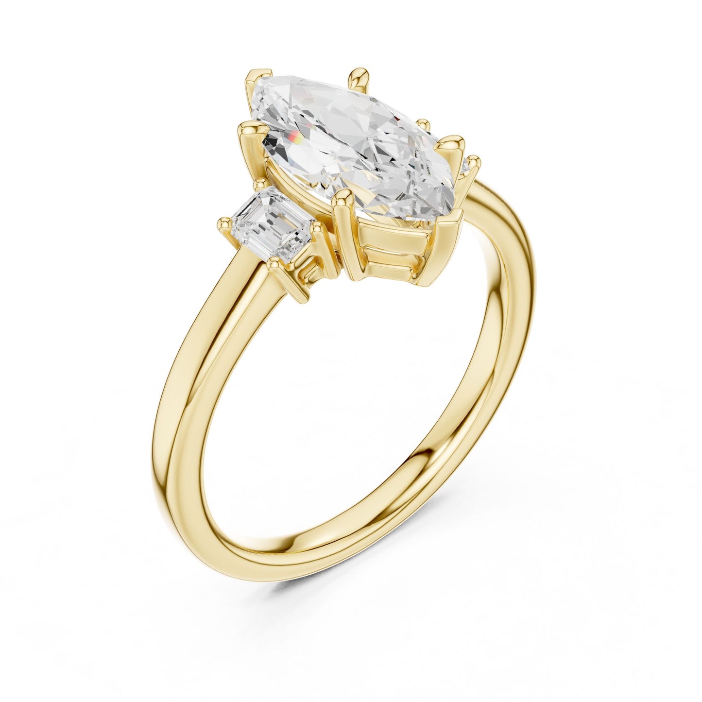 Marquise Lab Grown Diamond Three-Stone Engagement Ring