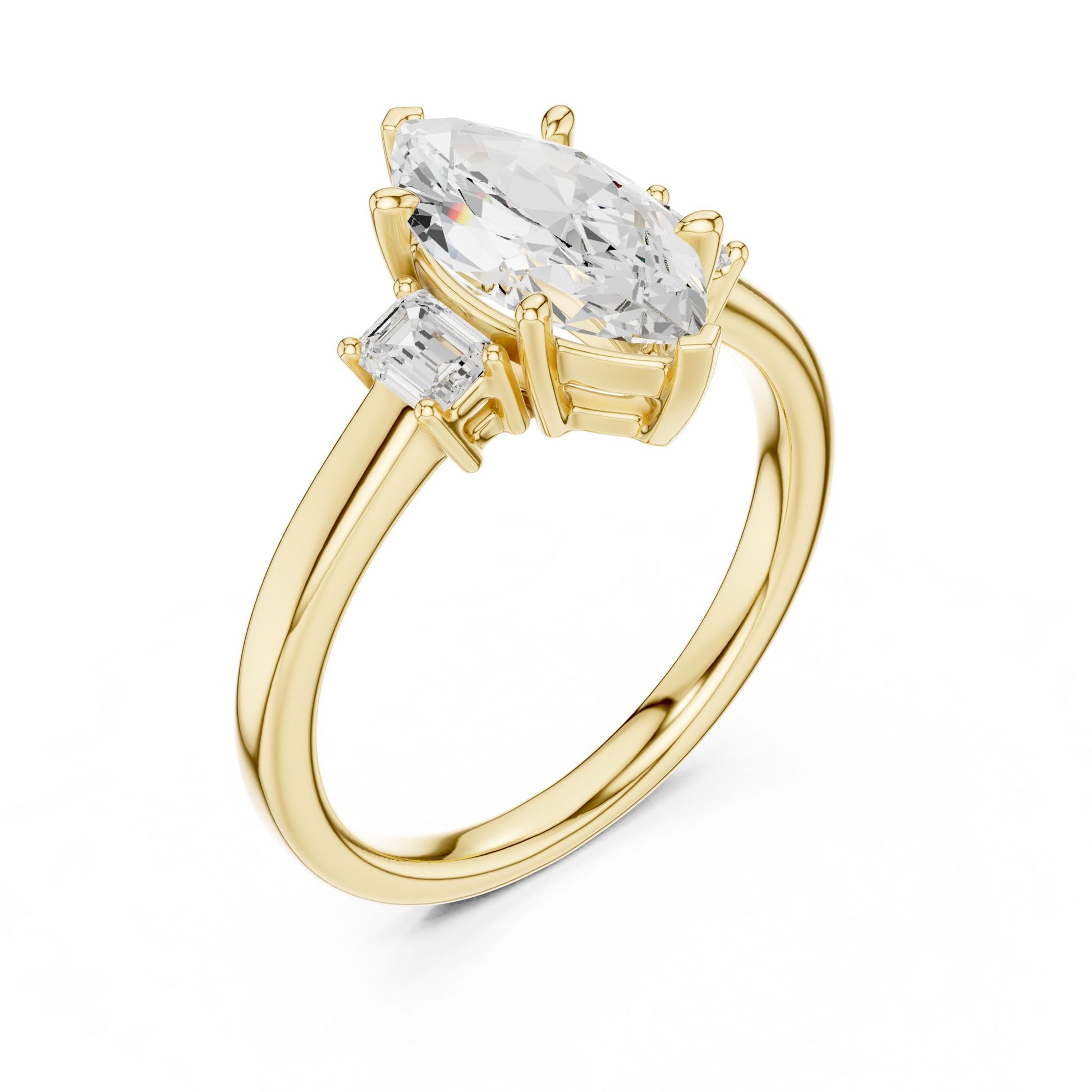 Marquise Lab Grown Diamond Three-Stone Engagement Ring