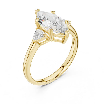Marquise Lab Grown Diamond Three-Stone Engagement Ring
