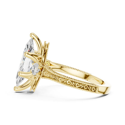 Marquise Lab Grown Diamond Three-Stone Engagement Ring