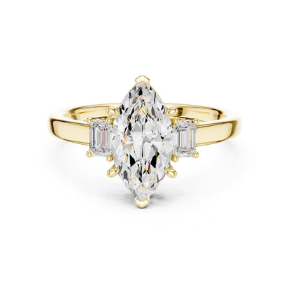 Marquise Lab Grown Diamond Three-Stone Engagement Ring