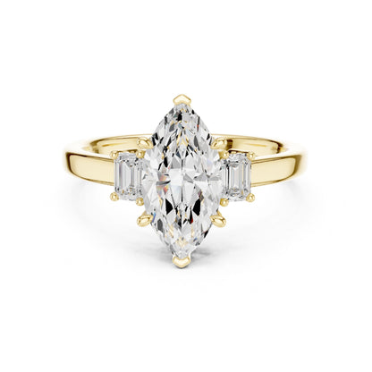 Marquise Lab Grown Diamond Three-Stone Engagement Ring