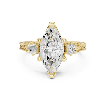 Marquise Lab Grown Diamond Three-Stone Engagement Ring