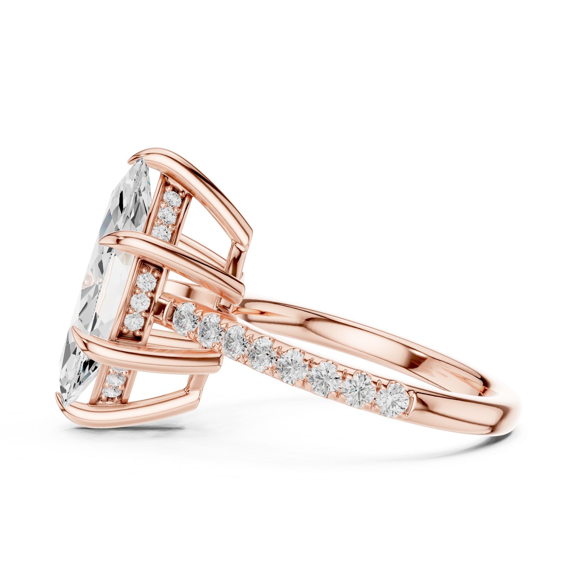 Oval Lab Grown Diamond Cathedral Engagement Ring