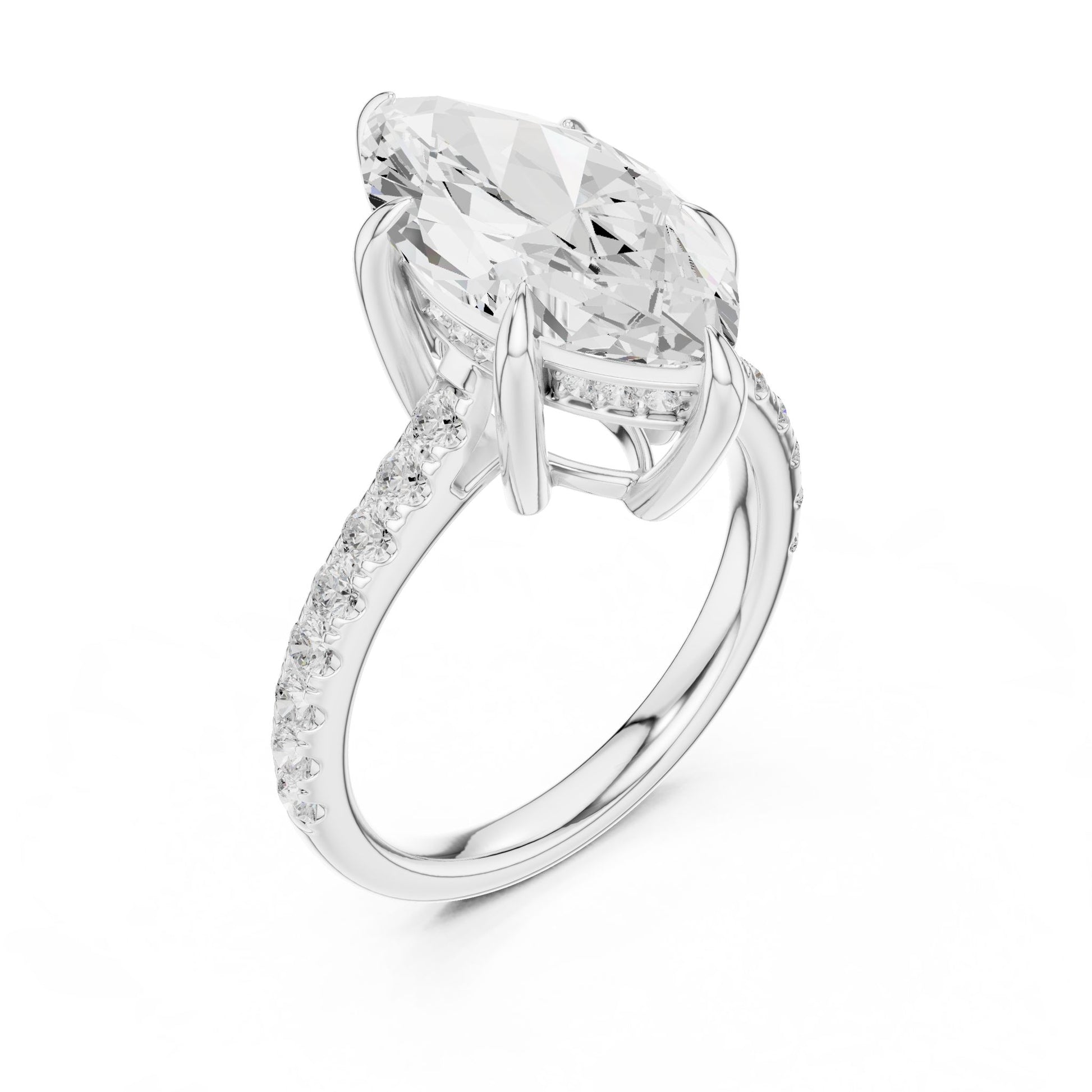 Oval Lab Grown Diamond Cathedral Engagement Ring
