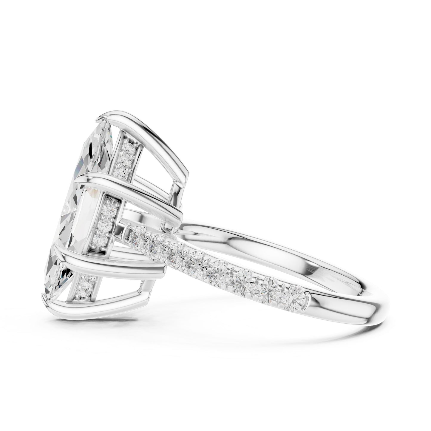 Oval Lab Grown Diamond Cathedral Engagement Ring