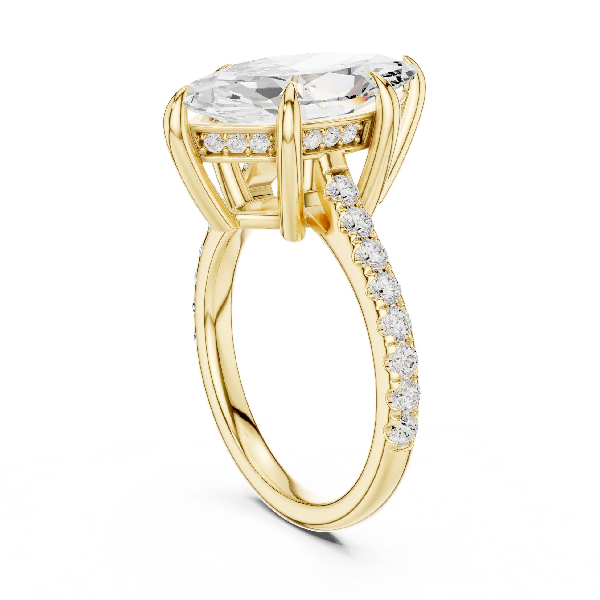Oval Lab Grown Diamond Cathedral Engagement Ring