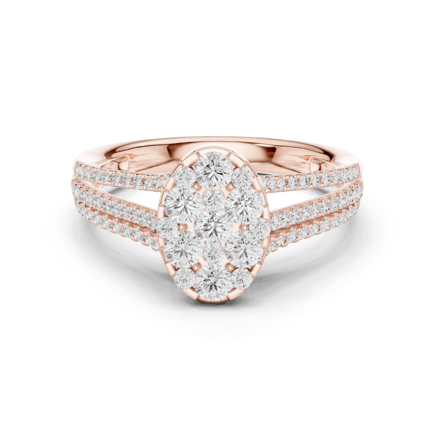 Oval Lab Grown Diamond Cluster Engagement Ring