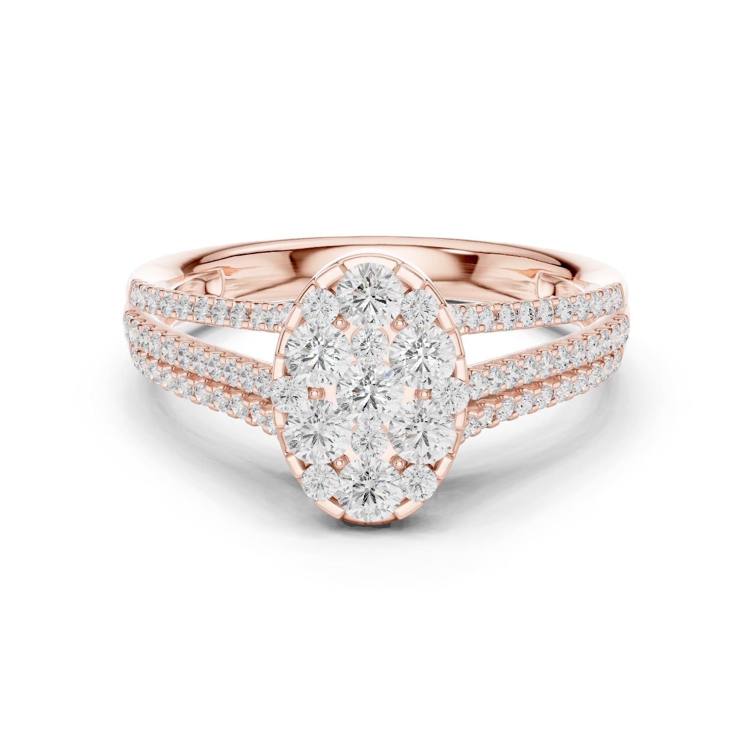 Oval Lab Grown Diamond Cluster Engagement Ring