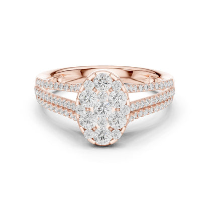 Oval Lab Grown Diamond Cluster Engagement Ring