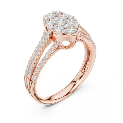 Oval Lab Grown Diamond Cluster Engagement Ring