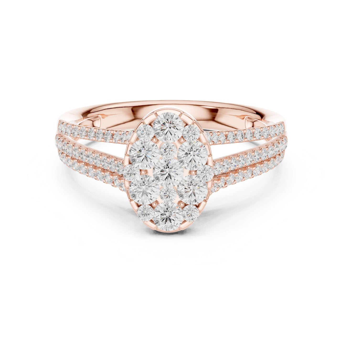 Oval Lab Grown Diamond Cluster Engagement Ring