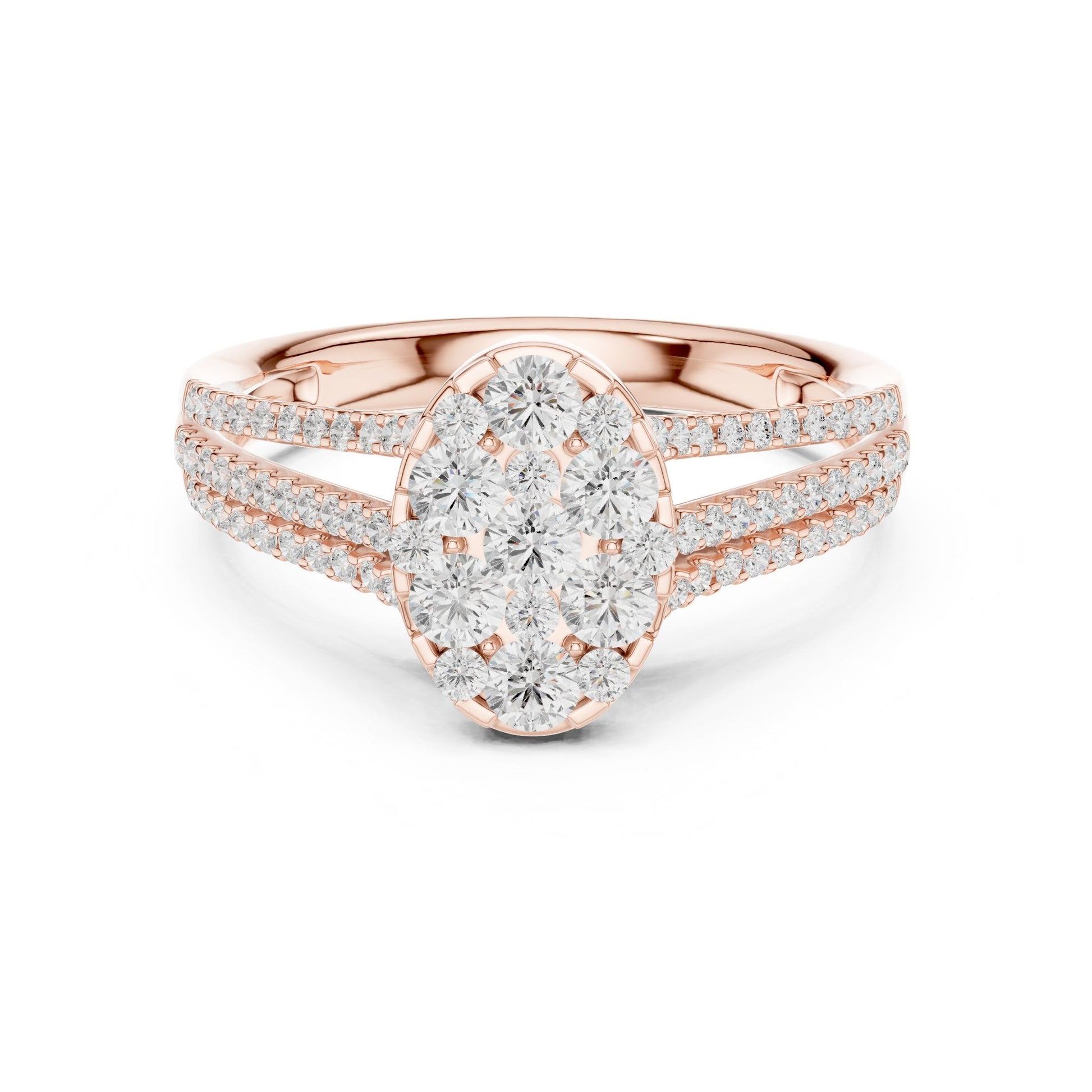 Oval Lab Grown Diamond Cluster Engagement Ring