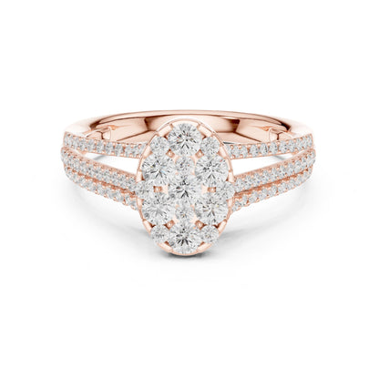 Oval Lab Grown Diamond Cluster Engagement Ring