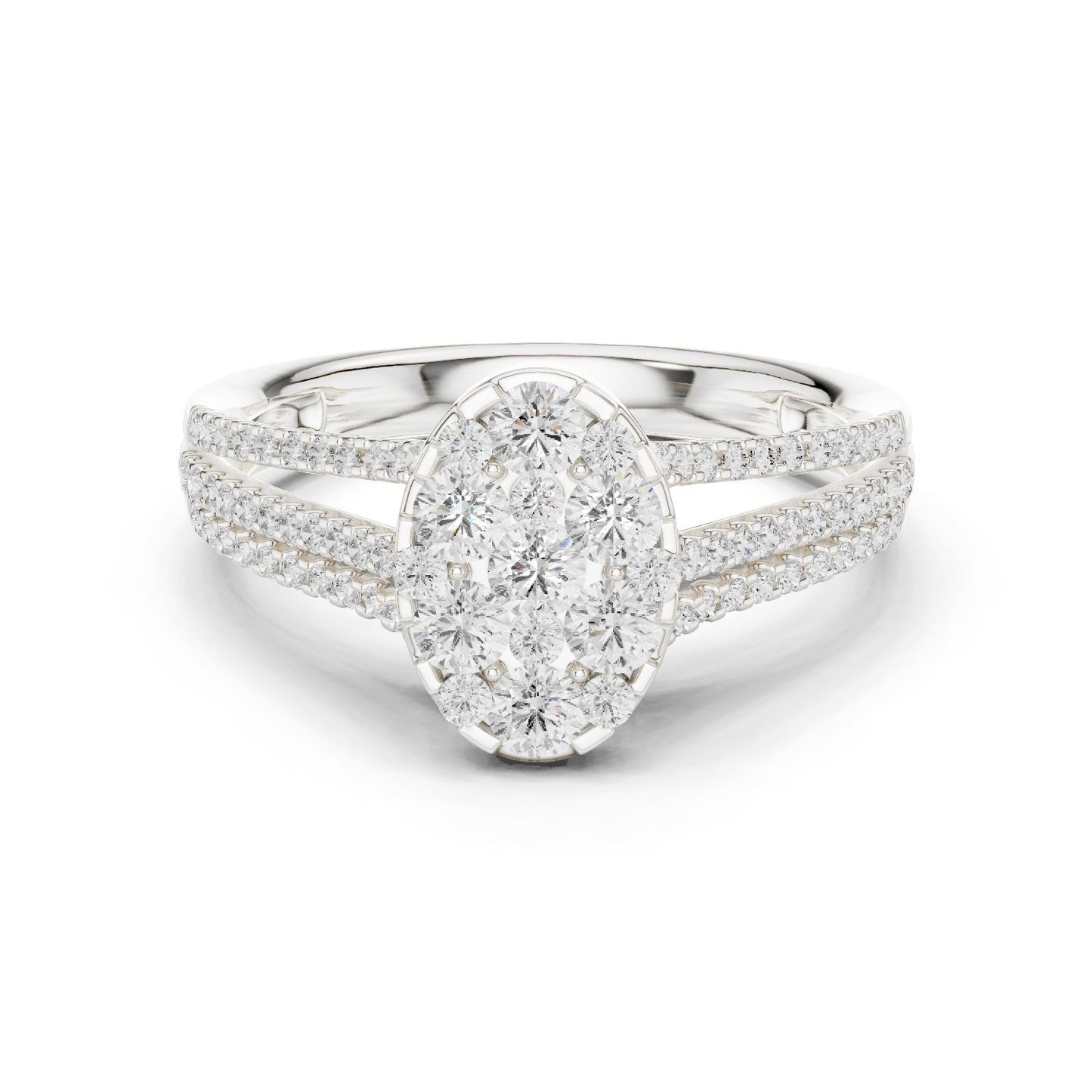 Oval Lab Grown Diamond Cluster Engagement Ring