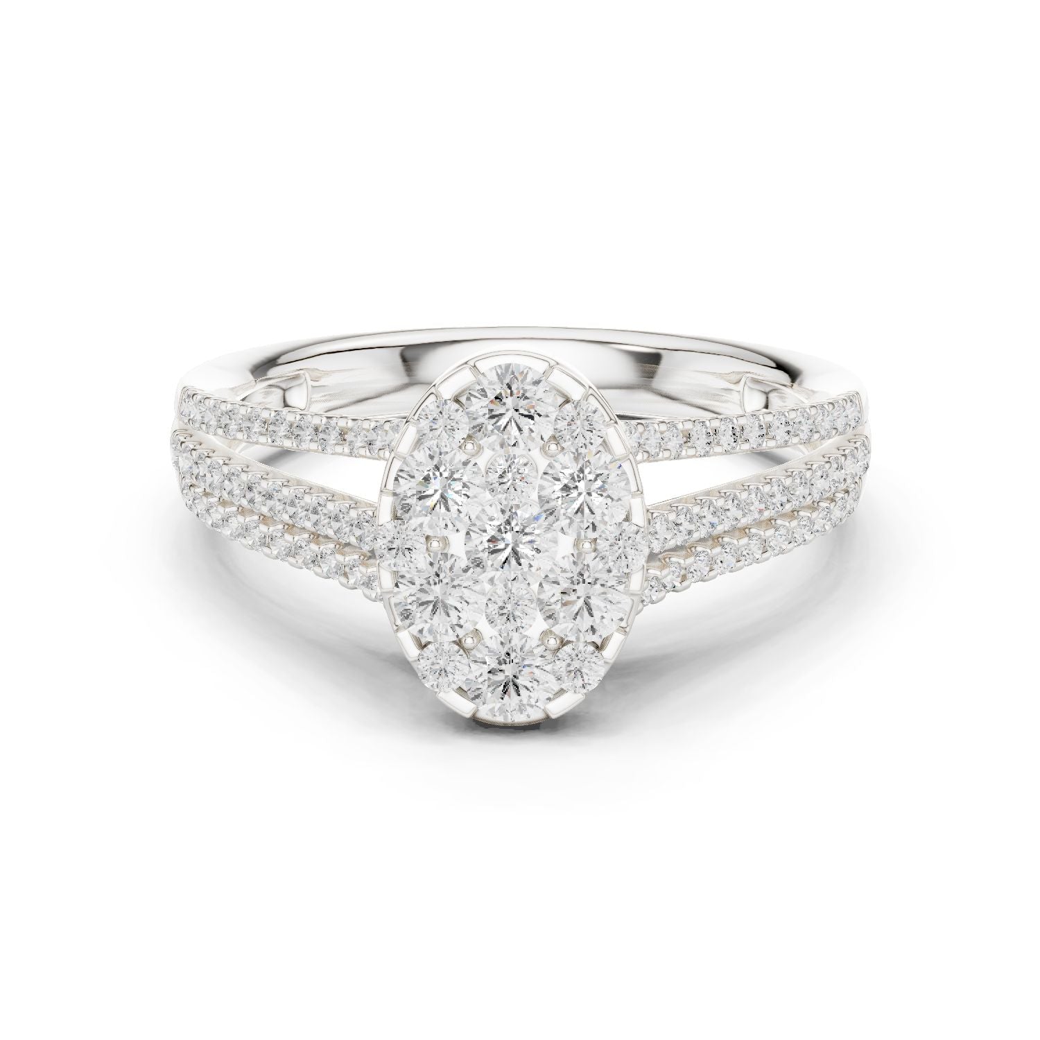 Oval Lab Grown Diamond Cluster Engagement Ring