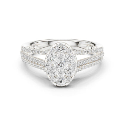 Oval Lab Grown Diamond Cluster Engagement Ring