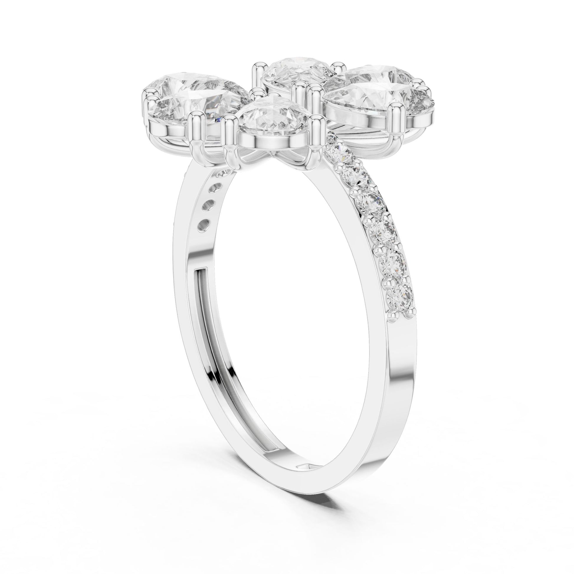 Oval Lab Grown Diamond Cluster Engagement Ring
