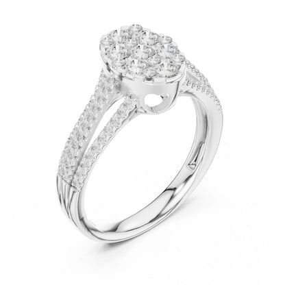 Oval Lab Grown Diamond Cluster Engagement Ring