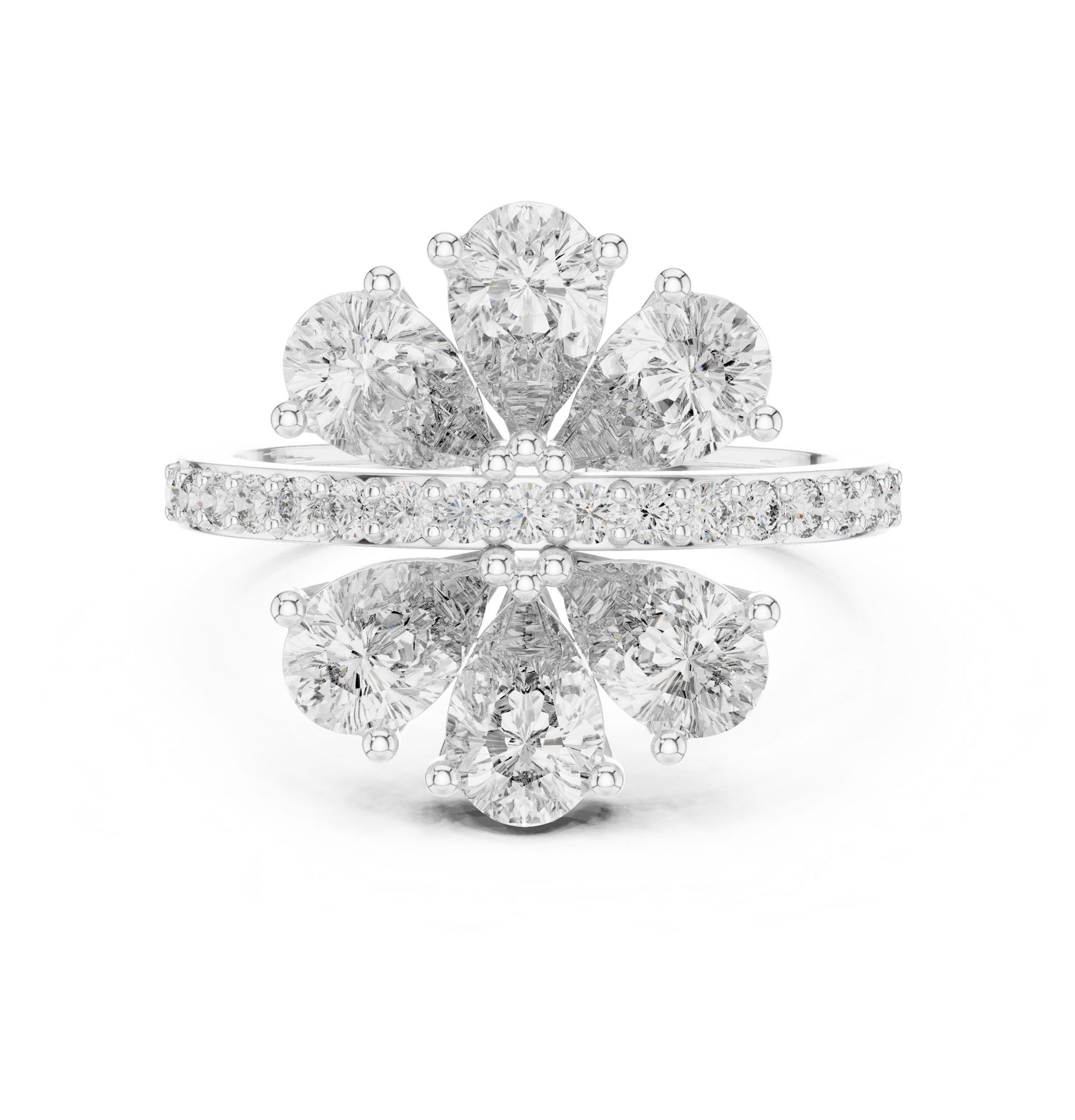 Oval Lab Grown Diamond Cluster Engagement Ring