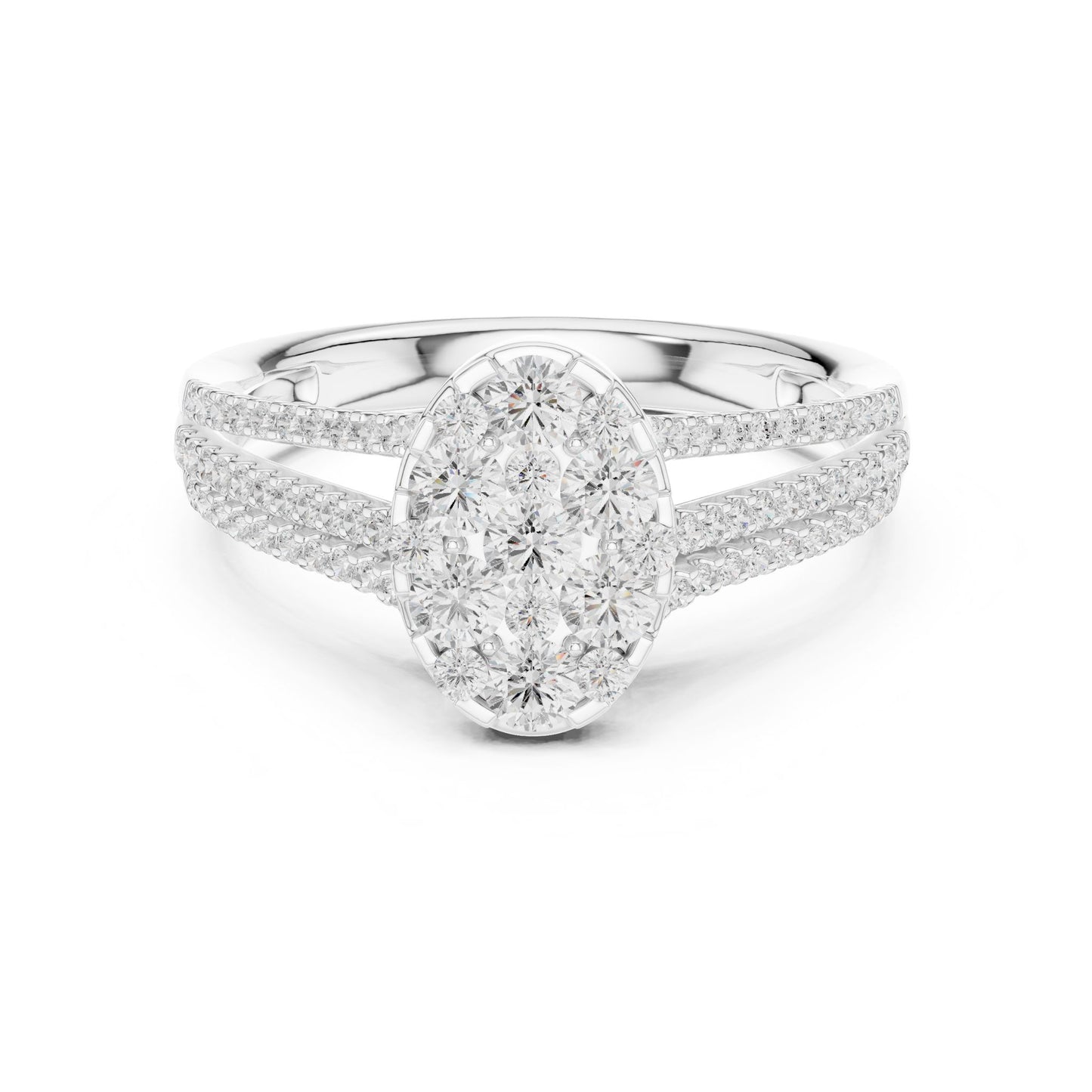 Oval Lab Grown Diamond Cluster Engagement Ring