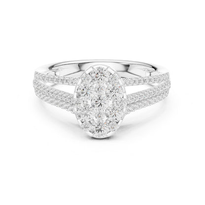 Oval Lab Grown Diamond Cluster Engagement Ring