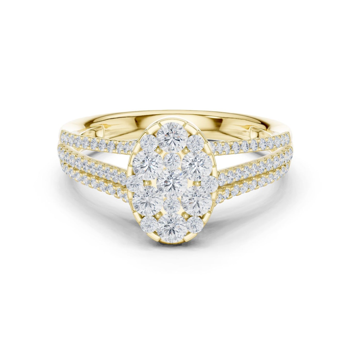 Oval Lab Grown Diamond Cluster Engagement Ring