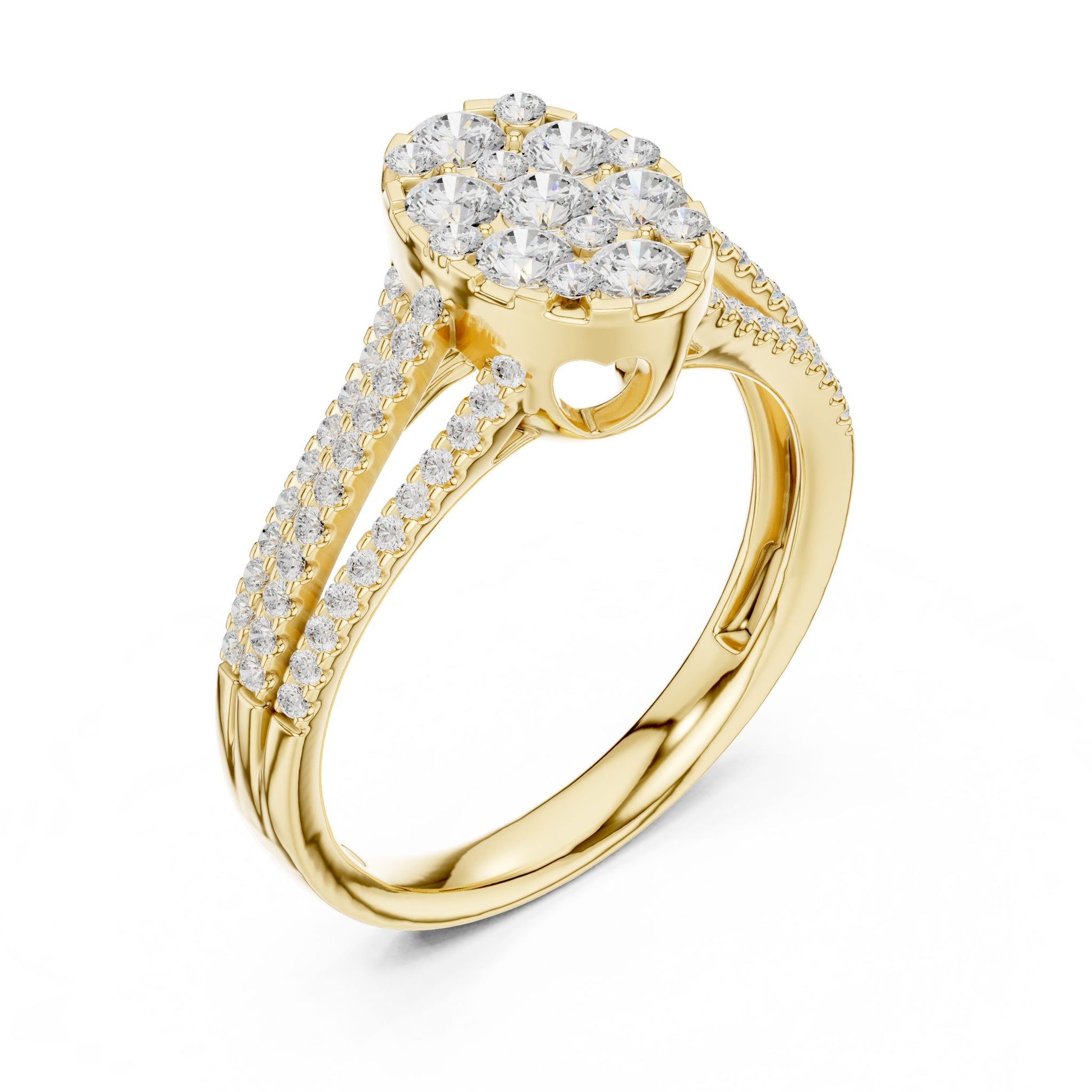 Oval Lab Grown Diamond Cluster Engagement Ring