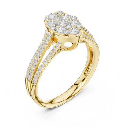 Oval Lab Grown Diamond Cluster Engagement Ring