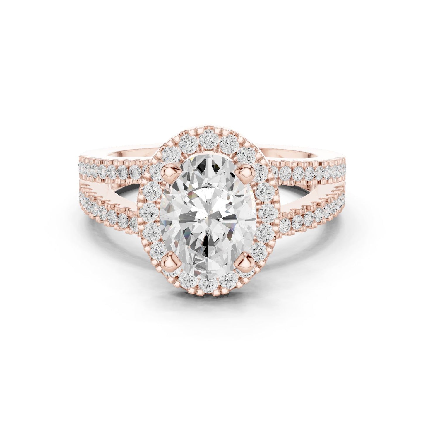 Oval Lab Grown Diamond Halo Engagement Ring