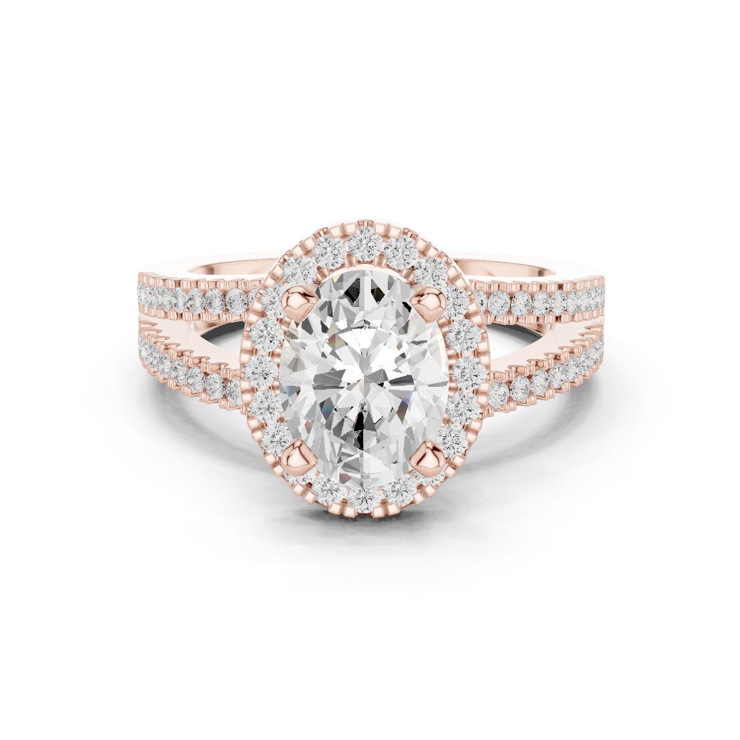 Oval Lab Grown Diamond Halo Engagement Ring