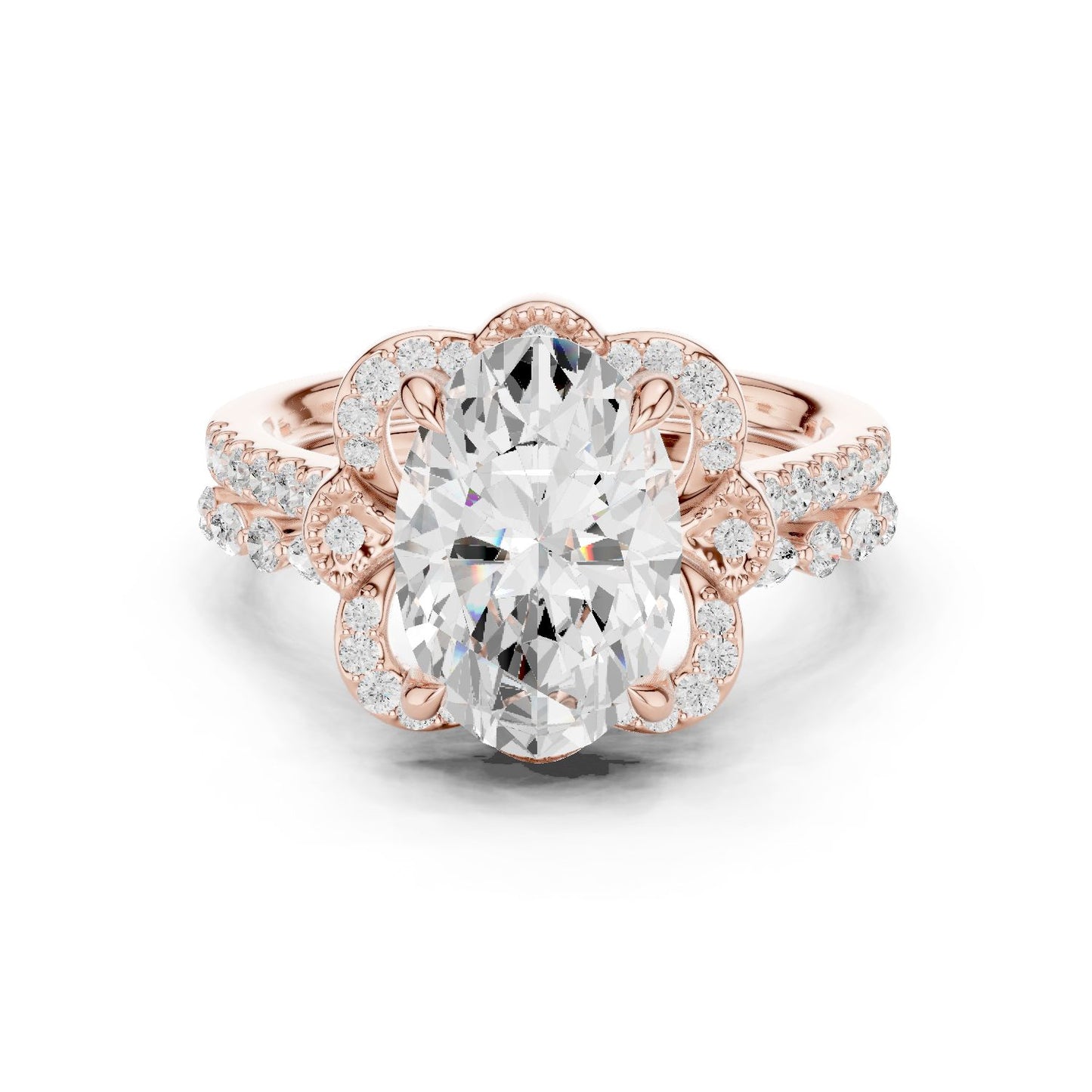 Oval Lab Grown Diamond Halo Engagement Ring