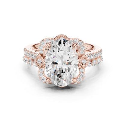 Oval Lab Grown Diamond Halo Engagement Ring