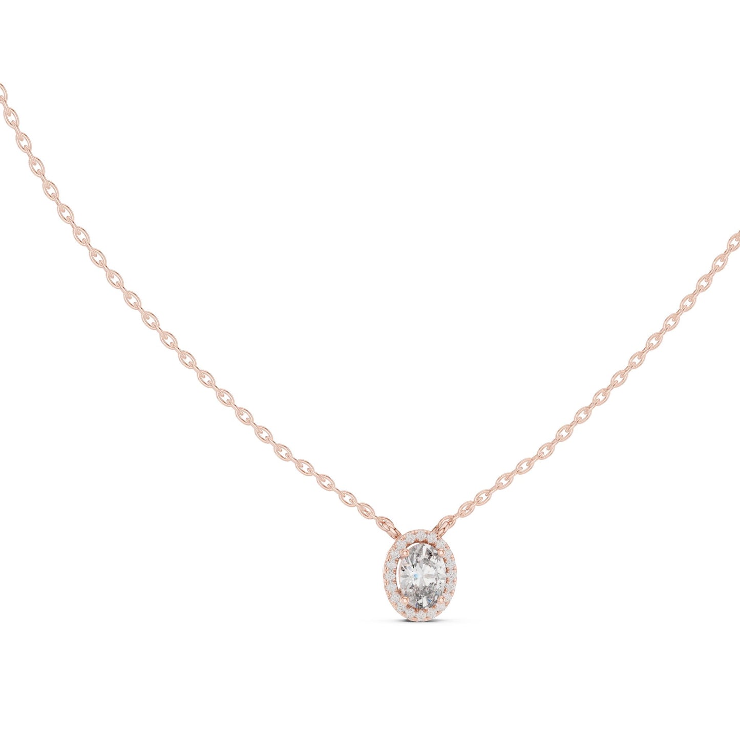 Oval Lab Grown Diamond Halo Pendant
