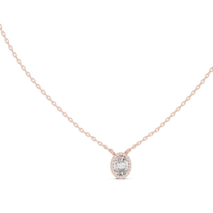 Oval Lab Grown Diamond Halo Pendant