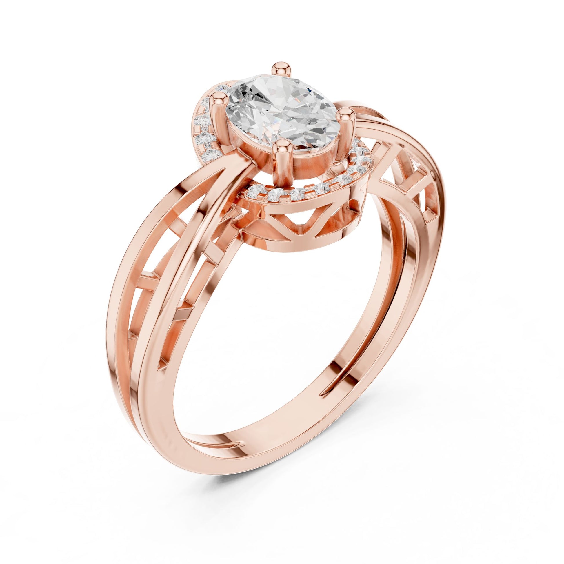 Oval Lab Grown Diamond Halo Engagement Ring