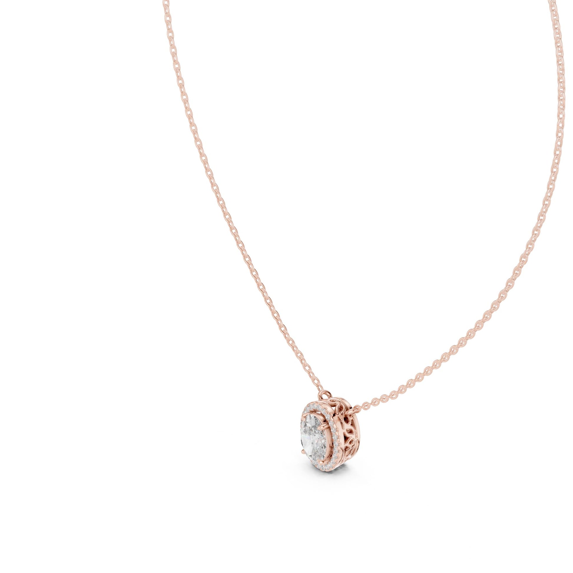 Oval Lab Grown Diamond Halo Pendant